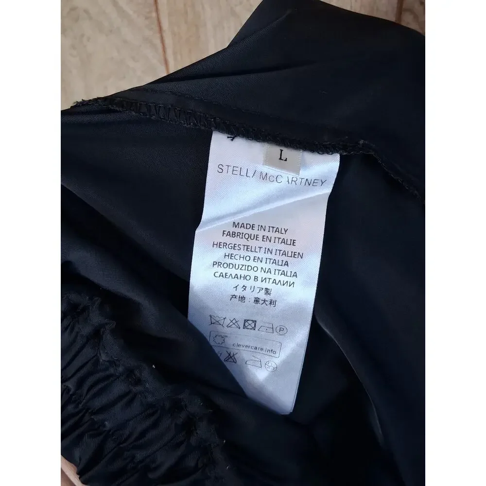 Stella McCartney 100% Silk Black 2 Piece Pajama Set Gold Piping Size Large